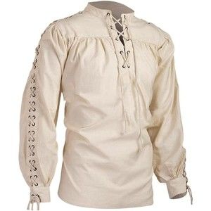 Loose Linen Medieval Gothic Renaissance Shirt Long Sleeve Pirate Mercenary Med